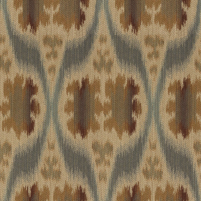 Guaranteed in Stock Rayon and Polyester Fabric, Blue / Beige / Brown