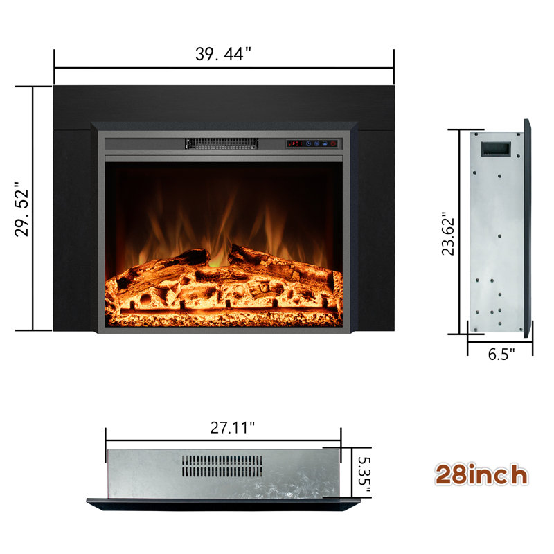 Foyer électrique Cassella, H 29,5 po x l 39,44 po x P 6,5 po