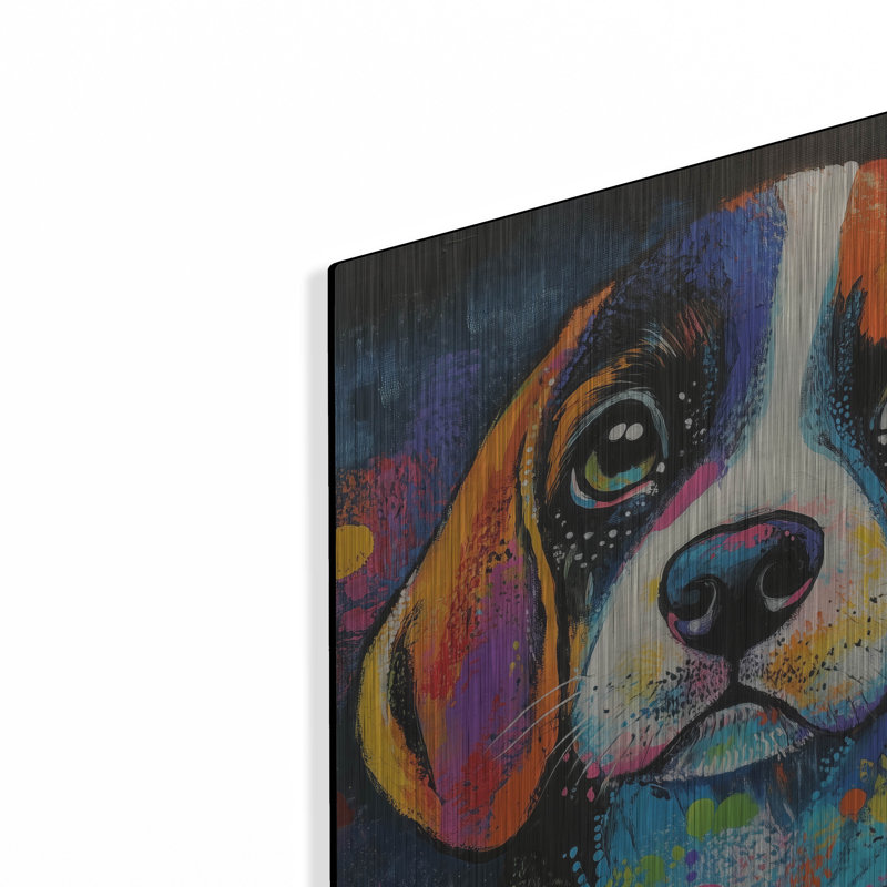  «Woof Beagle» par Rich Monet, art mural en métal, 12 po x 12 po, H 12 po x l 12 po