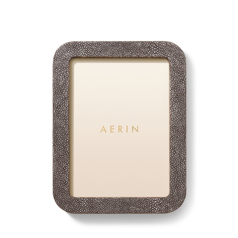 Cadre photo simple en cuir chagrin, Chocolat, 5" x 7"