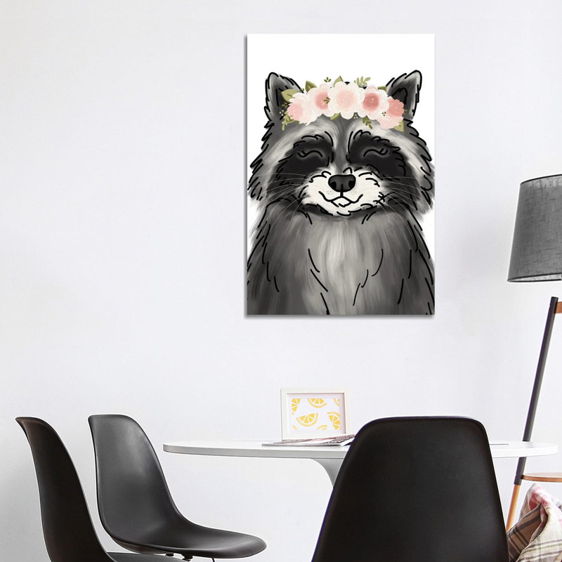 Floral Crown Raccoon by Katie Bryant - Wrapped Canvas Print, 101.6 cm H x 66.04 cm W x 1.91 cm D