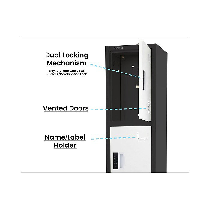 72" Black and White Steel 4-Tier Storage Locker with Digital Lock