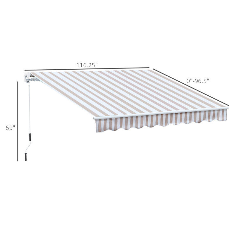 Outsunny 10' X 8' Retractable Awning, Brown/White Striped, 59" H x 116.25" W x 96.5" D