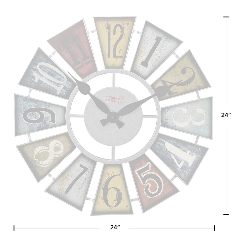 Multicolor Numeral Windmill 24" Farmhouse Wall Clock