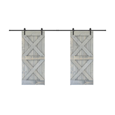 Porte de grange coulissante à panneaux en bois X Series avec trousse de quincaillerie d'installation (DIY) 2 6