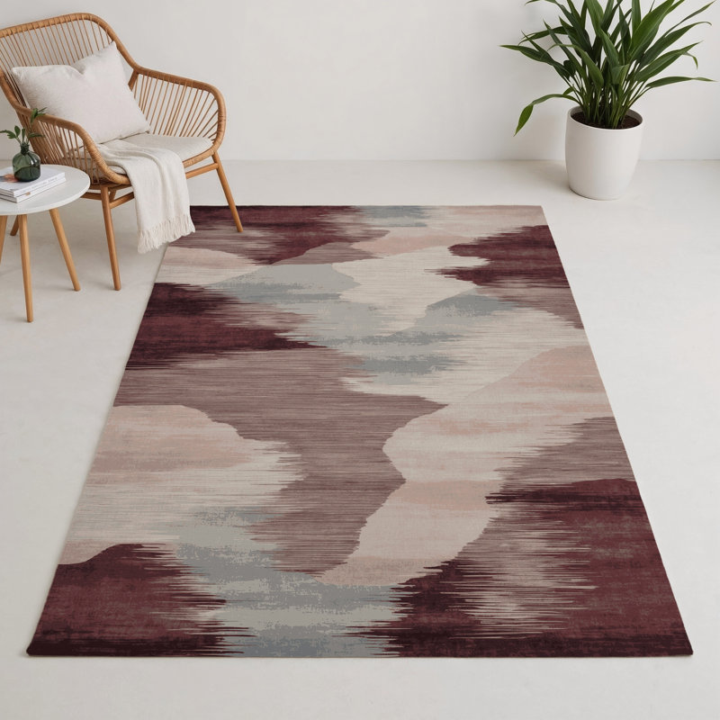 Watercolor Gray Indoor and Outdoor Area Rug, Rectangle 5' x 7'
