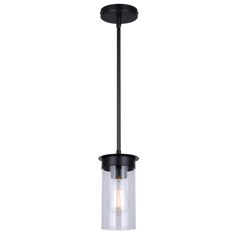 Benson 1 Light Black Pendant, Matte Black