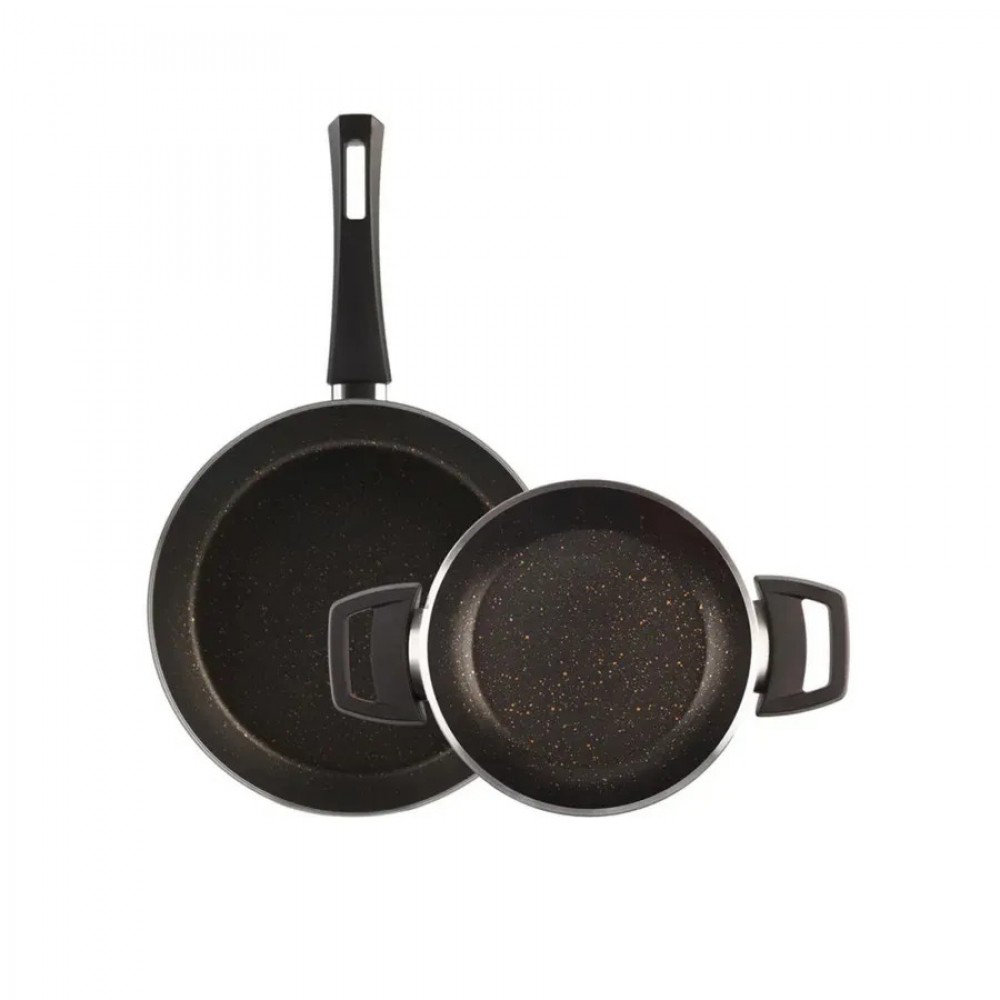 Karaca Biogranite Black Gold 2-Piece Induction Pan Set, Black Gold