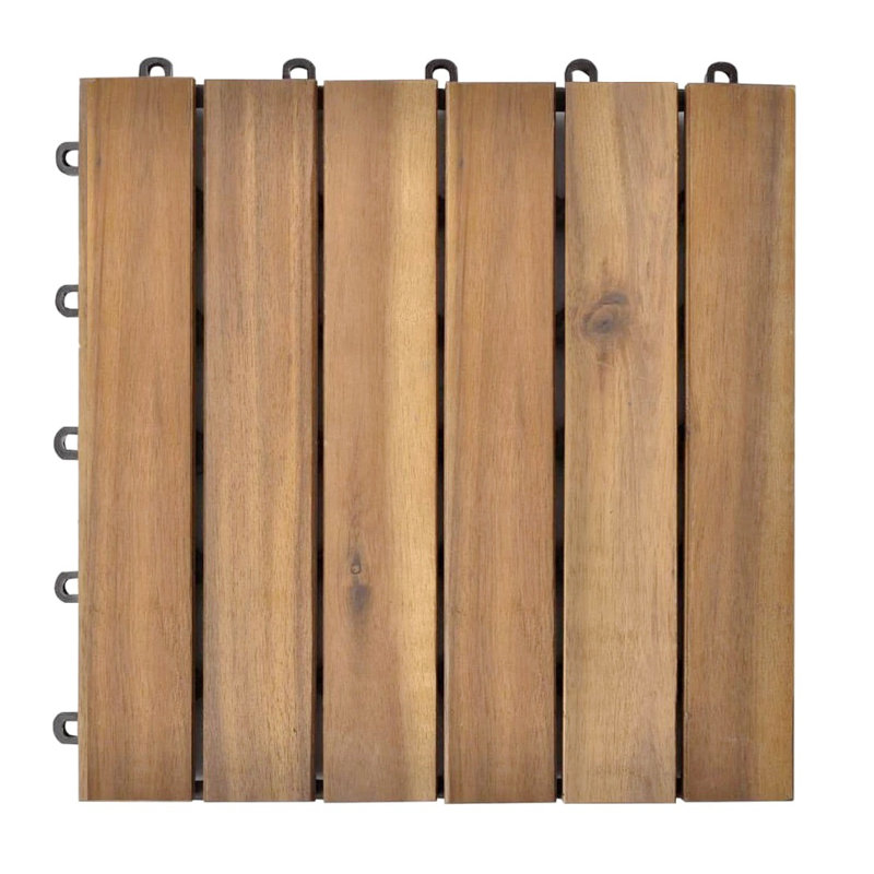 12" x 12" Wood Interlocking Deck Tile in Brown