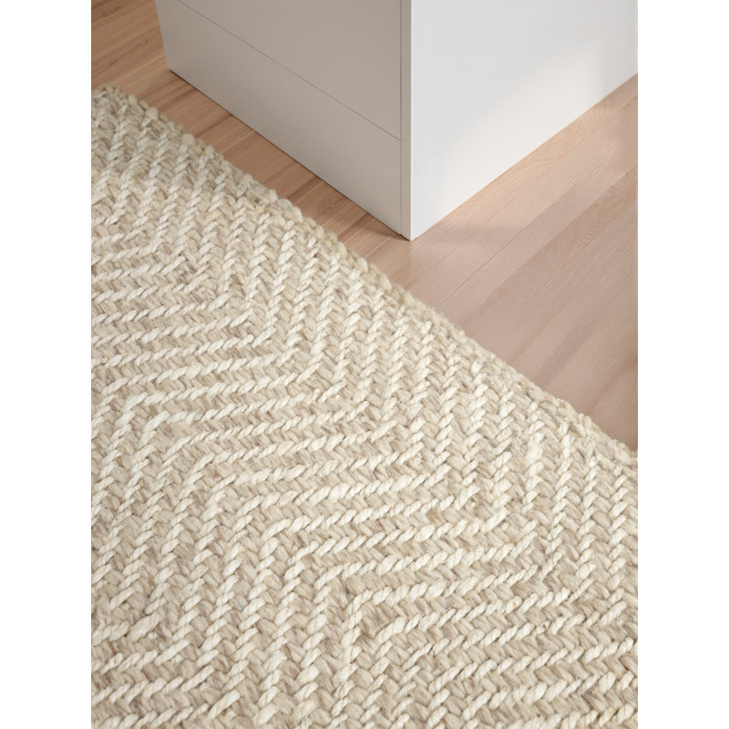 Majoli Wool Rug by ELLE Decoration - Natural Wool Handwoven Scandinavian Boho Herringbone Design for Living Room, Bedroom, Dining Room