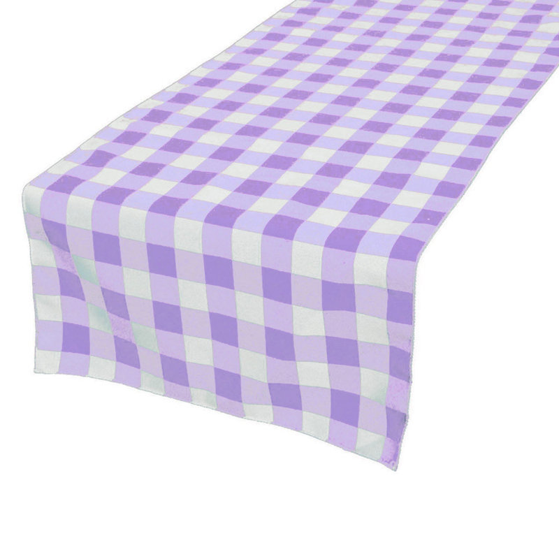 Gingham Checkered Print Table Runner, 60" Rectangle, Lavender