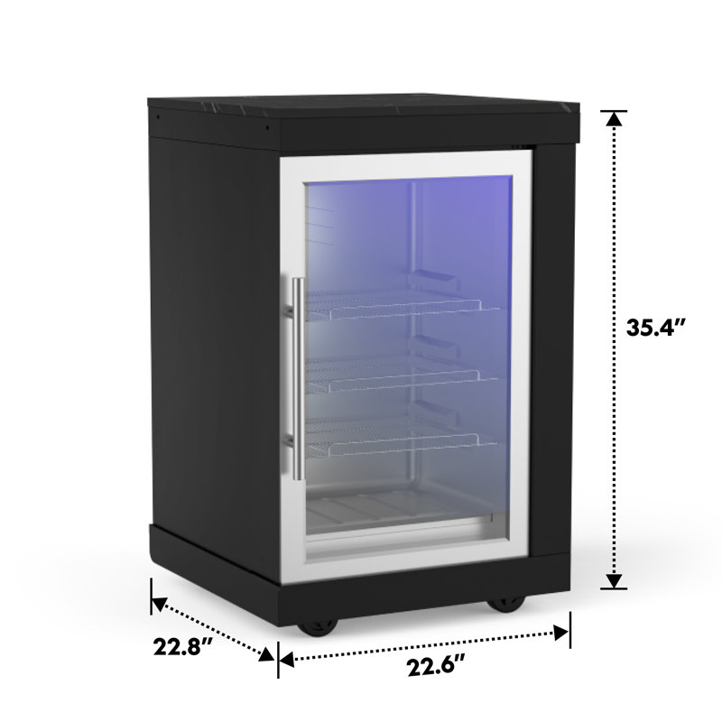 Mini réfrigérateur d'extérieur modulaire de 2,2 pieds cubes Akoah, autoportant avec roues et DEL
