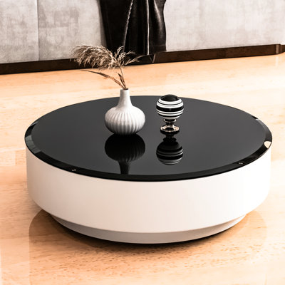 32" Round Black Tempered Glass Tabletop, Smooth Surface For Daily Cleaning, And Long Service Life, Hotel Meeting Tables 1/2-Inch Thick Glass, Wear- Impact-, Lobby