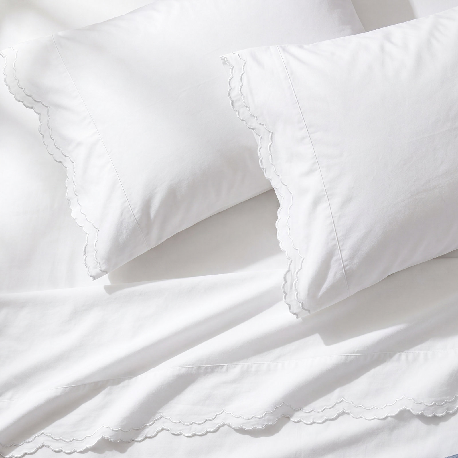 Bartlow Pima Cotton Pillowcase, White, Standard Pillowcase