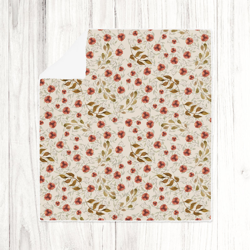 Jeté , L 51 po x L 60 po, Blanc / vert / orange / rouge, Floral
