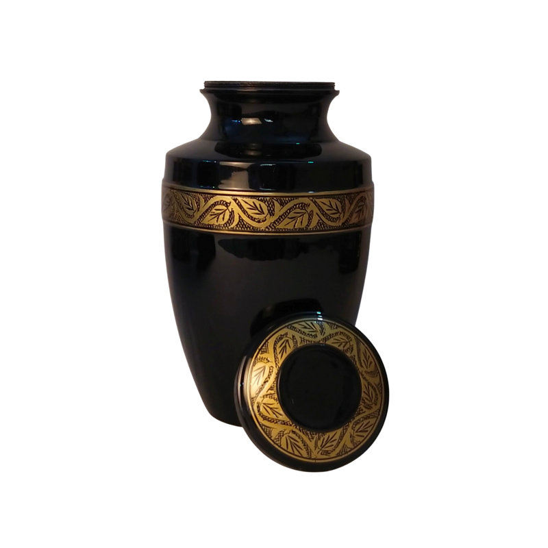 Grande urne de crémation Rhanada, Noir, H 10,5 po x l 7 po x P 7 po