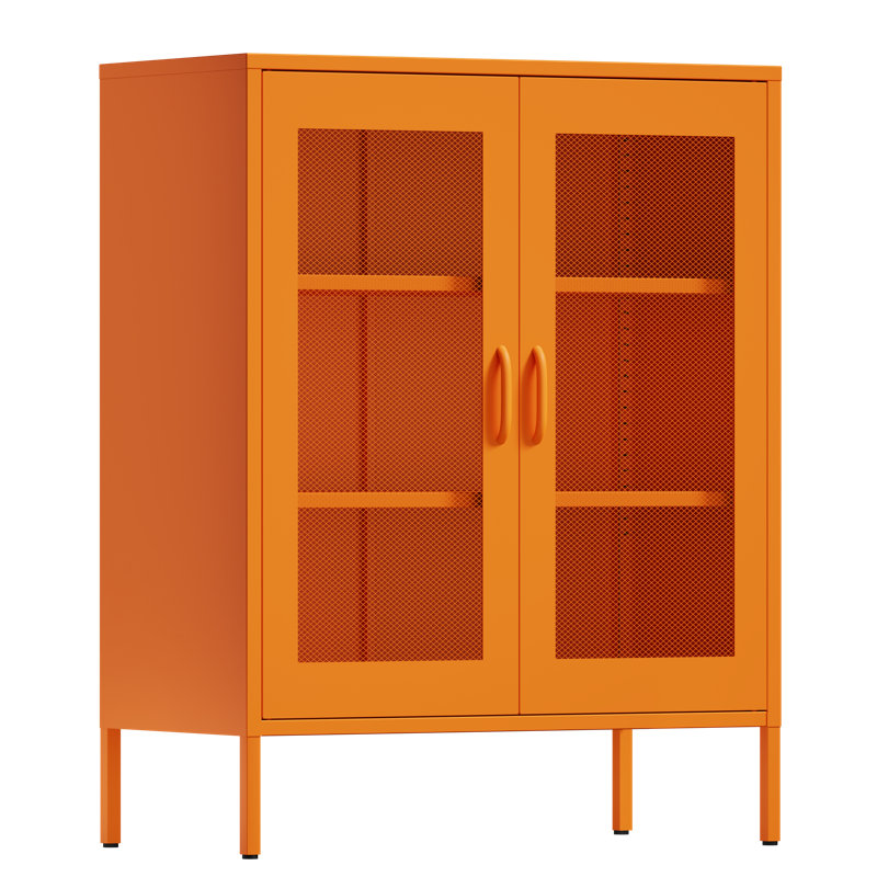 31.5'' Wide 3 - Shelf Storage Cabinet, Orange