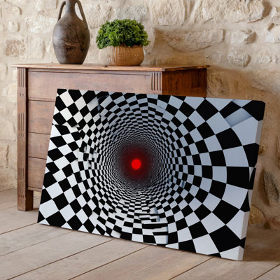 Canvas A Mesmerizing Optical Illusion Featuring A Spiraling Vortex Composed Of Wall Art Alternating Black And White Checkered Patterns Canvas Wall Art