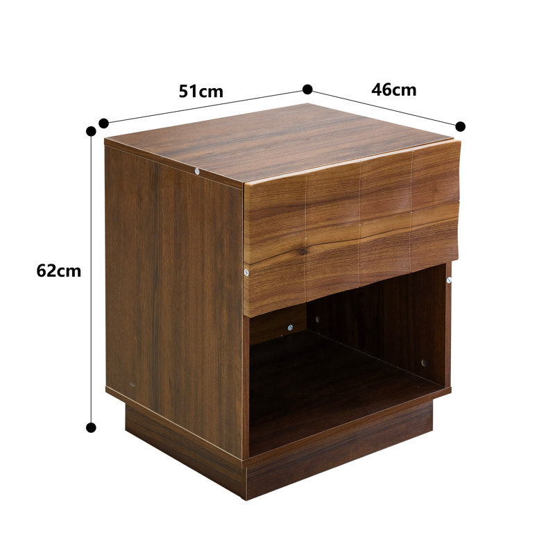 50.8cm W Particle Board Bedside Table, Brown