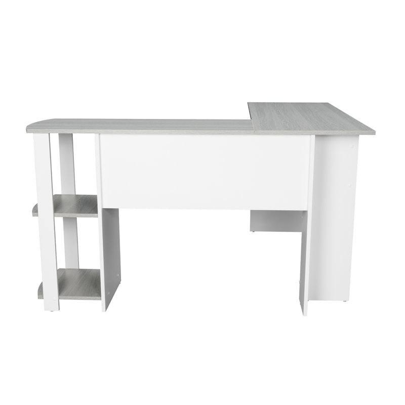 Bureau moderne en L avec tablettes latérales