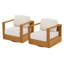 Fauteuil pivotant d'extérieur en bois de teck 2 pièces avec coussins-1486443480