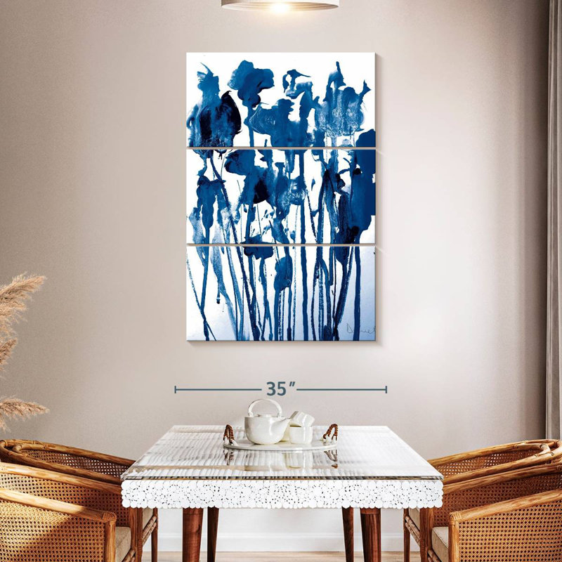 Avery Navy Flowers, 50" H x 32" W