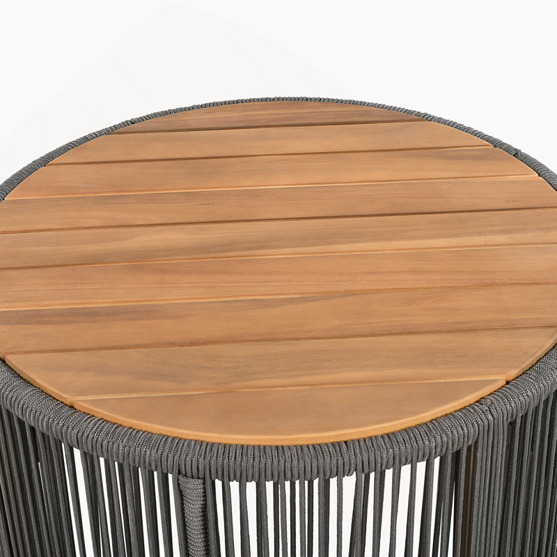 Ensemble de table rustique industrielle de 2, table basse et table d'appoint avec design en corde tissée, ensemble de table moderne et fonctionnel pour le salon et la maison - gris corde