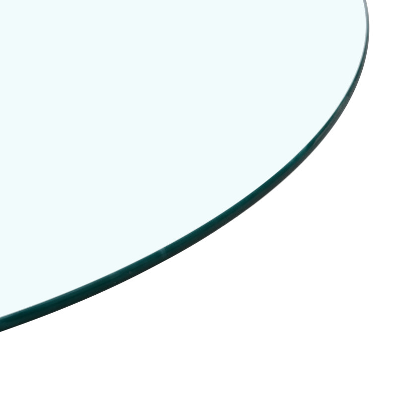 Tempered Glass Table Top, 39.3 Inch In Diameter, 3/8 Thick, Shatters Into Small Granules For Injury Reduction Pieces, Clear