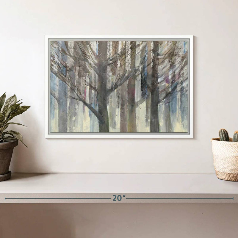 Lumière forêt, Cadre flottant blanc, 13 po x 9 po