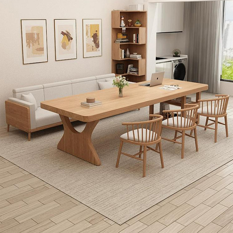 Bureau rectangulaire en bois massif Burlywood, H 29,53 po x l 86,61 po x P 35,43 po