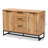 Reid Modern and Contemporary Industrial Wood and Metal 3-Drawer Sideboard Buffet