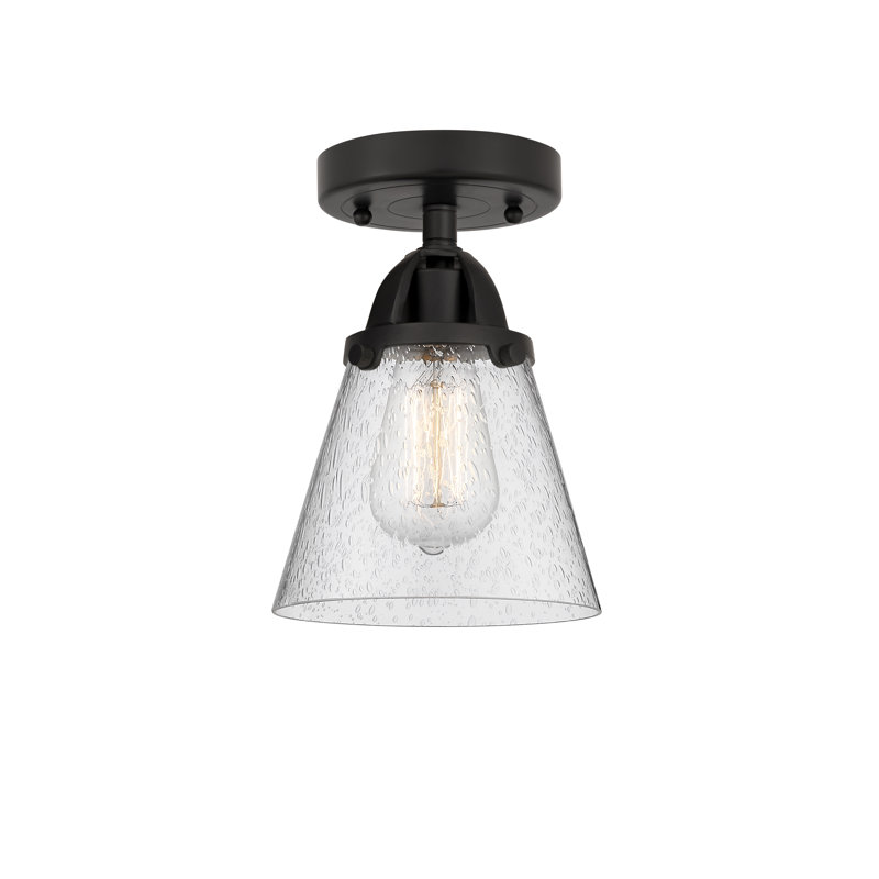 Plafonnier semi-encastré en verre à DEL, Grainé, H 9,25 po x l 6,25 po x P 6,25 po, Noir mat