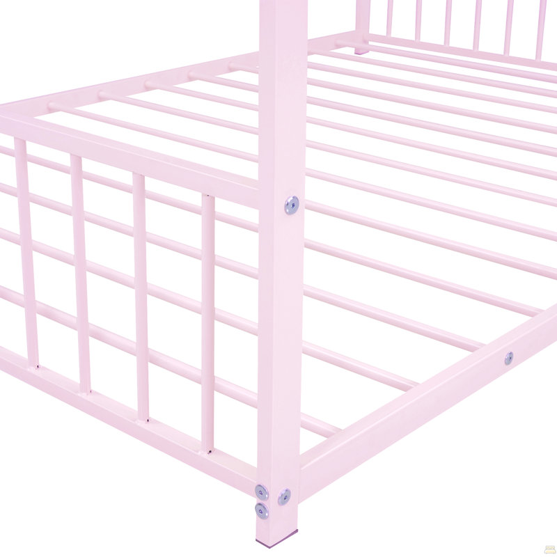 Lit double pleine grandeur en métal, rose