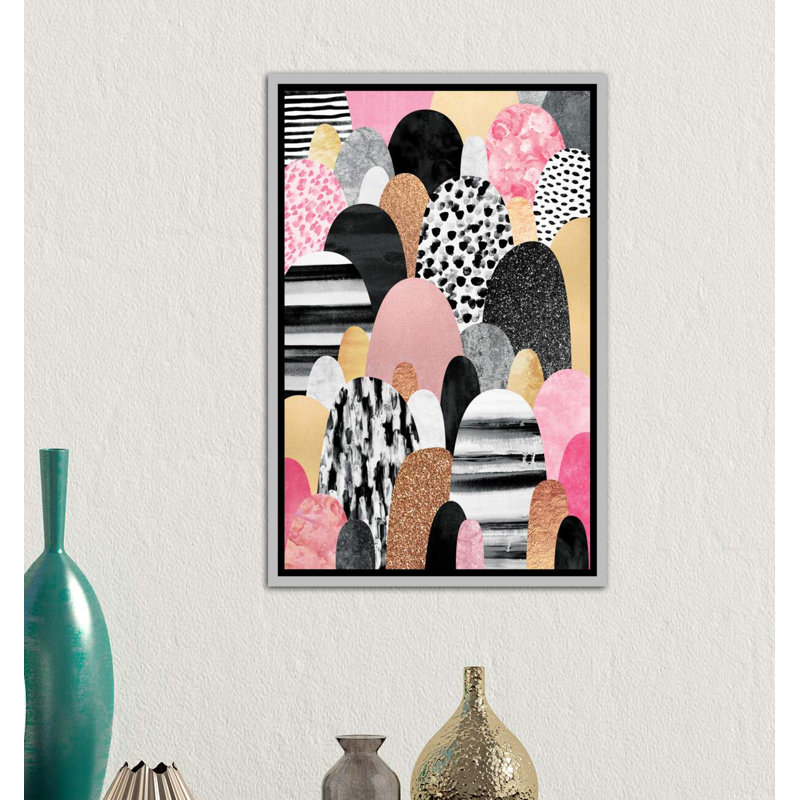 « rose pebbles » par elisabeth fredriksson-impression, H 60 po x l 40po x P 1,5 po, Toile avec cadre argenté