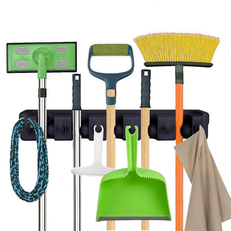 https://assets.wfcdn.com/im/01232820/resize-h755-w755%5Ecompr-r85/2494/249438937/Mop+And+Broom+Holder+Wall+Mount+-+Heavy+Duty+Broom+Holder+Wall+Mounted+Or+Tool+Organizer+For+Home+Garden+Garage+And+Storage+%285+Positions+With+6+Hooks%29+%28Black%29.jpg