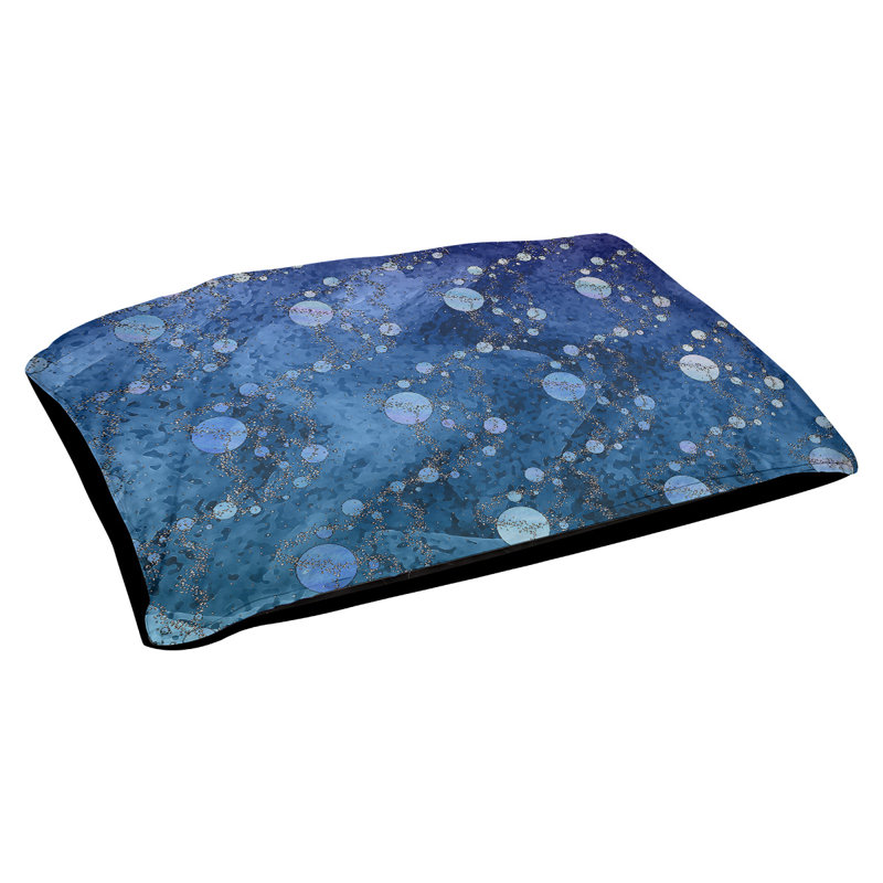 Coussin d'extérieur pour chien Byrge Planets Stars, Moyen (L 29,5 po x P19,5 po x H 9,5 po), Bleu marine