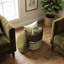 Pouf de rangement rond de 38 cm avec bande métallique, vert olive-210594734