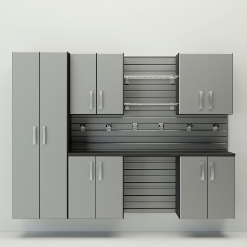 Flow Wall 7 Piece Cabinet Set, Silver