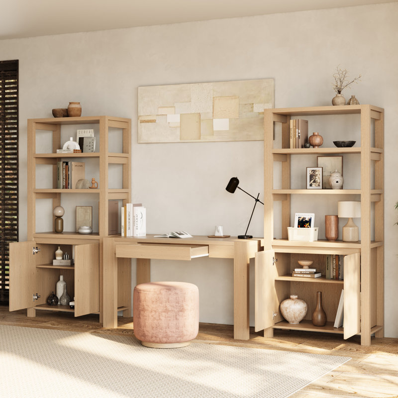 Ensemble de bureau 3 pièces, bureau de 47 po et ensemble de 2 bibliothèques