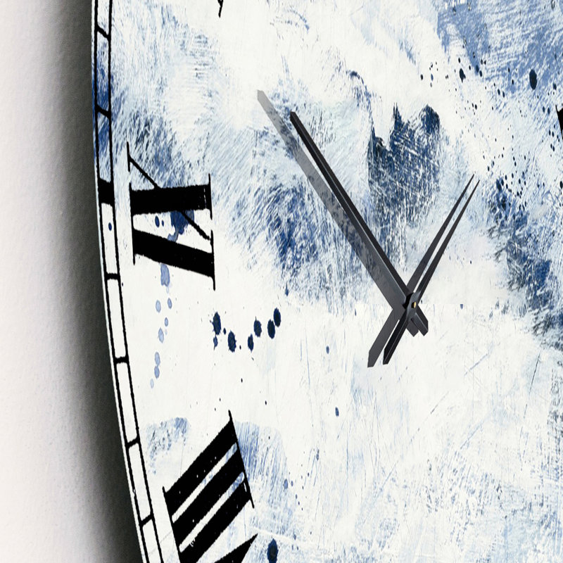 Horloge ronde bleue en métal, Grand