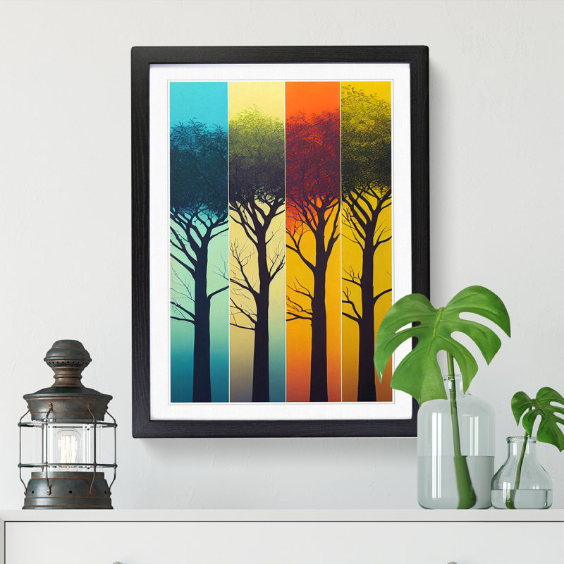 Tree Polygon - Single Picture Frame Print, 46cm H x 34cm W x 2cm D, Walnut