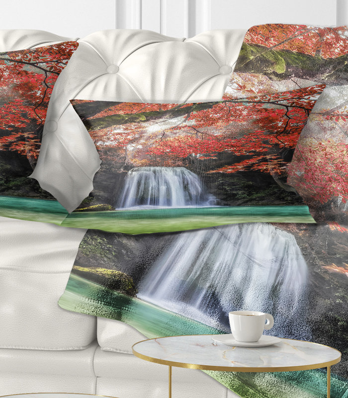 Erawan Waterfall - Landscape Printed Throw Pillow