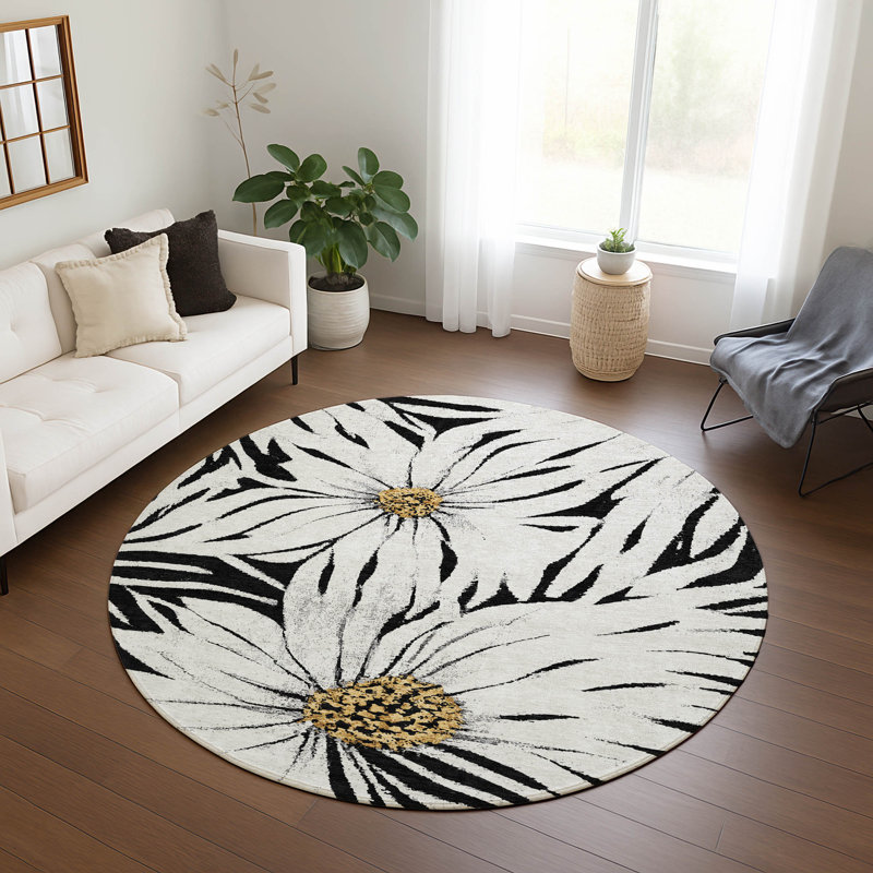 Tapis floral intérieur / extérieur lavable à la machine Oliveras ACN2263, Rond 8 pi