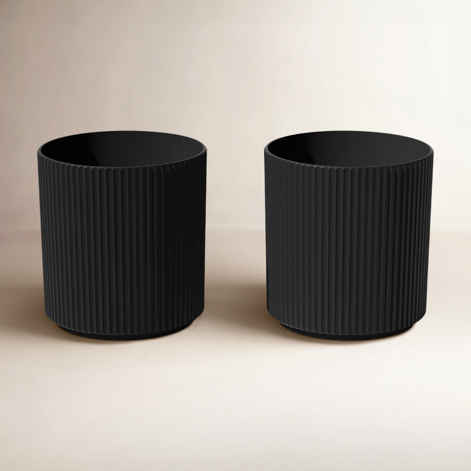 Demi Series 19" Pot Planter, Black, 2, 19.75" H x 18.5" W x 18.5" D