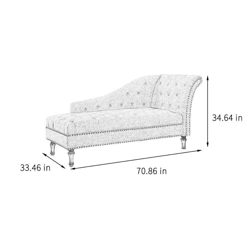 Chaise longue élégante de qualité décontractée, Blanc cassé, Orienté à droite, Noir, noir, noir, noir