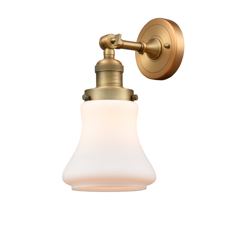 Edda Dimmable Bath Sconce, 6 Watt Vinage LED Bulb, Brushed Brass, Matte White