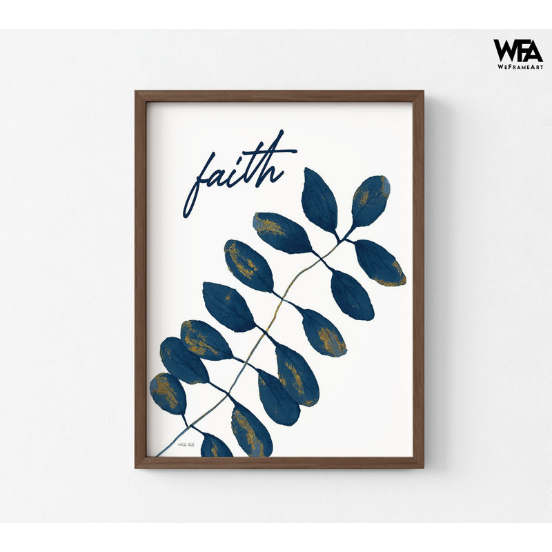 Faith bleu marine feuilles par Cindy Jacobs, Brun, Reproduction encadrée sans passe-partout, H 5 po x l 7 po