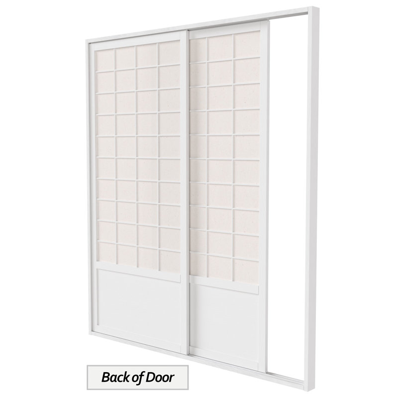 83" x 73.5" Double Sided Sliding Door Room Divider, White