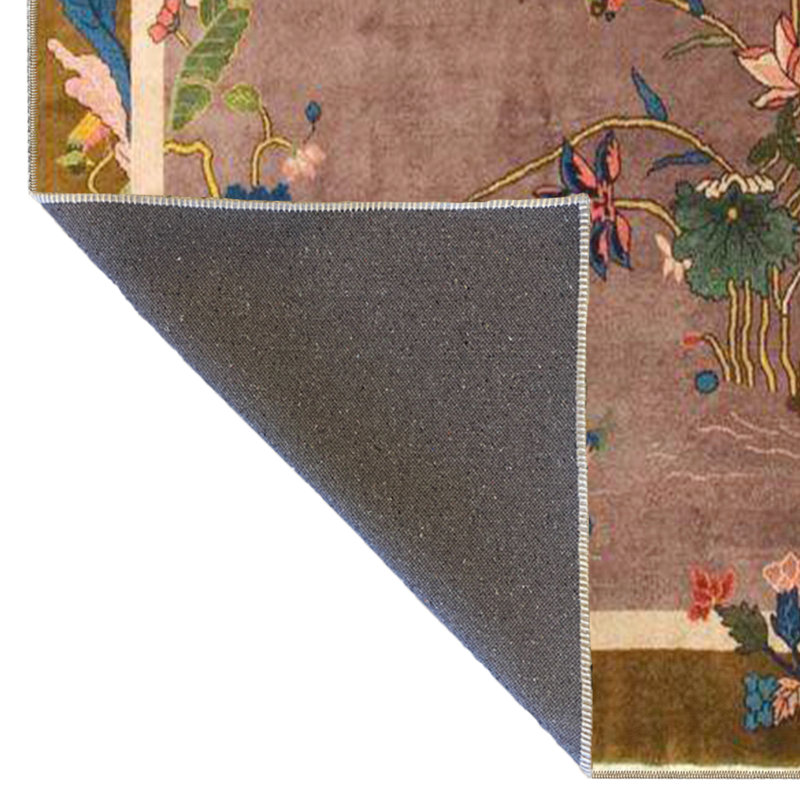 Tapis décoratif floral brun tissé, Rectangle 5 pi 2 po x 7 pi 11 po