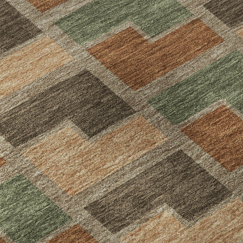 Premium Machine Washable Mayfield AMF2417 Geometric Rug, Paprika, 10' x 14'